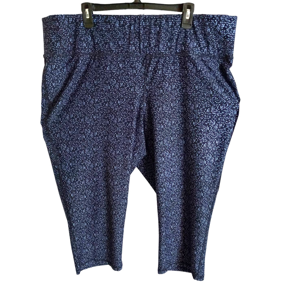 Livi Active x Lane Bryant | Two-Tone Speckled Blue Cropped Leggings Side Pocket